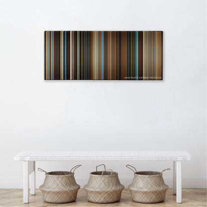 Reign Over Me color palette canvas above a white bench with three woven baskets