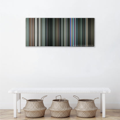 Gamer color palette canvas above a white bench with three woven baskets
