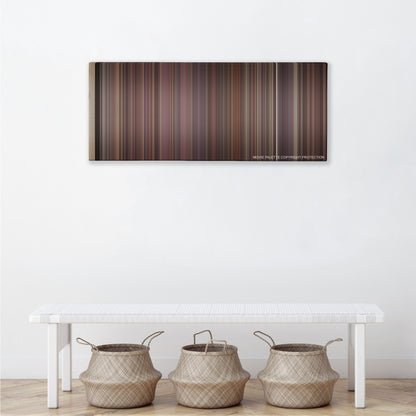 Rope color palette canvas above a white bench with three woven baskets