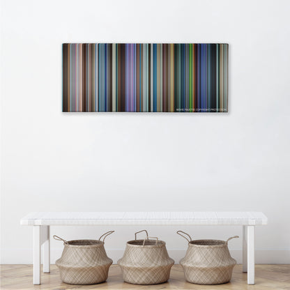 The Amazing Spider-Man 2 color palette canvas above a white bench with three woven baskets