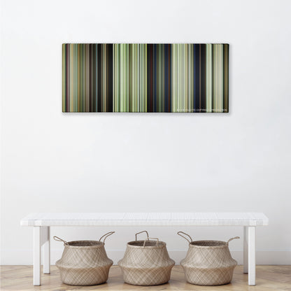 We Were Soldiers color palette canvas above a white bench with three woven baskets