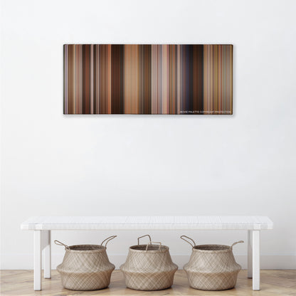 She's Out of My League color palette canvas above a white bench with three woven baskets