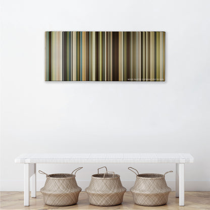 The Founder color palette canvas above a white bench with three woven baskets