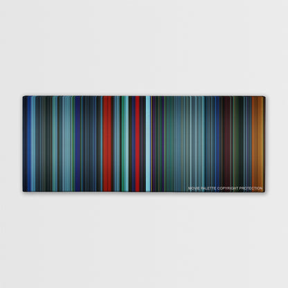 Atomic Blonde color palette canvas print: thousands of thin vertical stripes of color