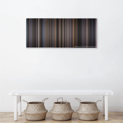 Rocky V color palette canvas above a white bench with three woven baskets