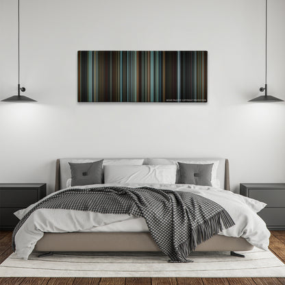 The Hunger Games: Mockingjay - Part 1 color palette canvas above a bed, between two black pendant lamps