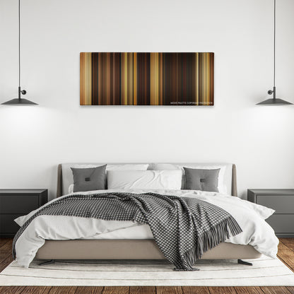 The Legend of Zorro color palette canvas above a bed, between two black pendant lamps