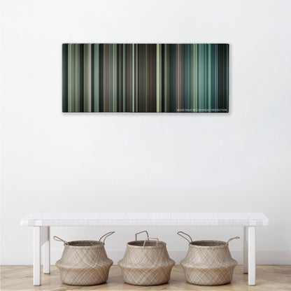 Million Dollar Baby color palette canvas above a white bench with three woven baskets