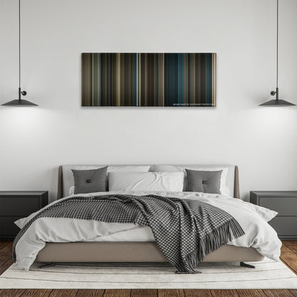 Sherlock Holmes: A Game of Shadows color palette canvas above a bed, between two black pendant lamps