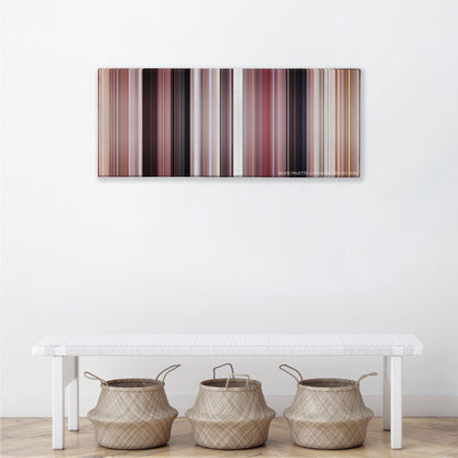 Grease color palette canvas above a white bench with three woven baskets