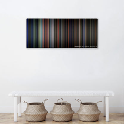 Land of the Dead color palette canvas above a white bench with three woven baskets