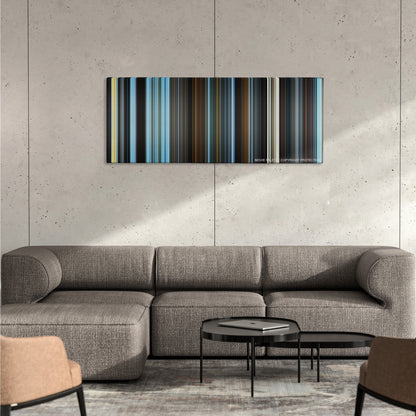 Silent Hill color palette canvas on a concrete wall above a gray sectional sofa