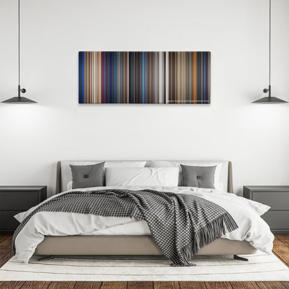 The Last Boy Scout color palette canvas above a bed, between two black pendant lamps
