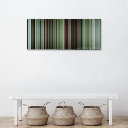 The American color palette canvas above a white bench with three woven baskets