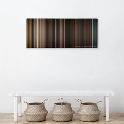 Scream 4 color palette canvas above a white bench with three woven baskets