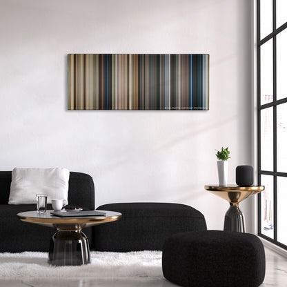 Life Is Beautiful color palette canvas above a black sofa with a gold-topped table