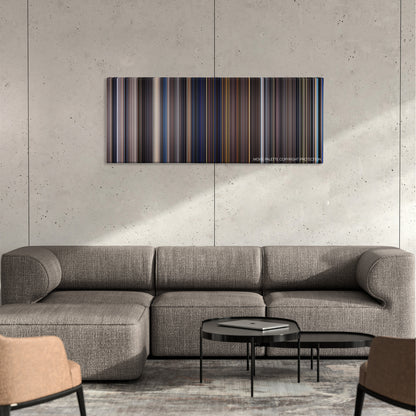 The Core color palette canvas on a concrete wall above a gray sectional sofa