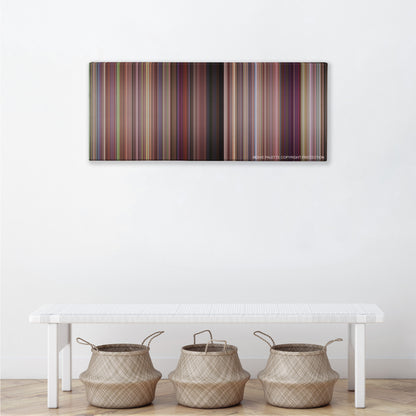 10 Things I Hate About You color palette canvas above a white bench with three woven baskets