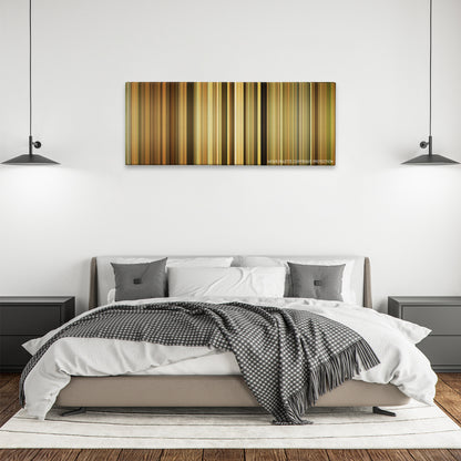 Letters to Juliet color palette canvas above a bed, between two black pendant lamps