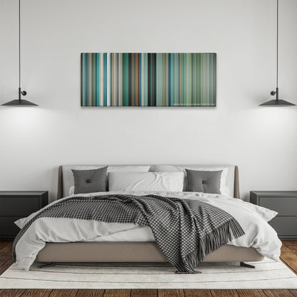 Transformers: Dark of the Moon color palette canvas above a bed, between two black pendant lamps