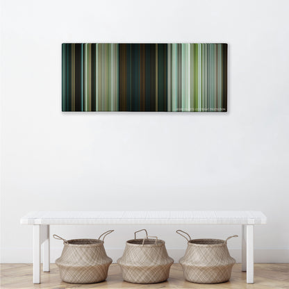 Pirates of the Caribbean: Dead Man's Chest color palette canvas above a white bench with three woven baskets