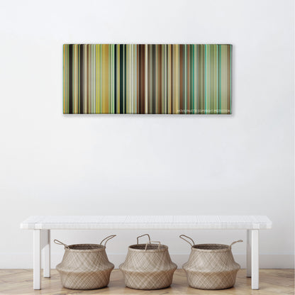 I Love You Phillip Morris color palette canvas above a white bench with three woven baskets