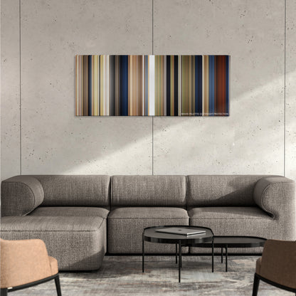 Me Before You color palette canvas on a concrete wall above a gray sectional sofa