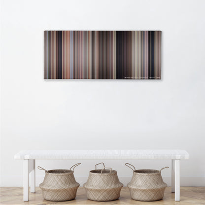 Boyz n the Hood color palette canvas above a white bench with three woven baskets