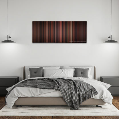 The Godfather: Part III color palette canvas above a bed, between two black pendant lamps