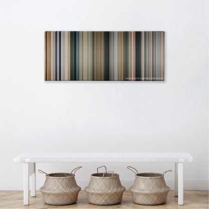 Dr. Dolittle color palette canvas above a white bench with three woven baskets