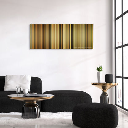 Letters to Juliet color palette canvas above a black sofa with a gold-topped table