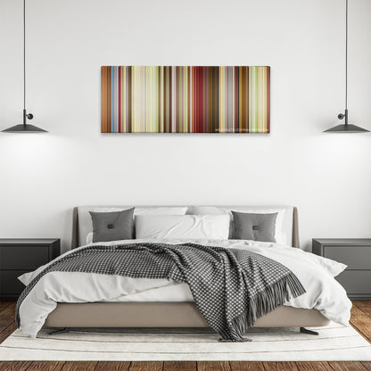 That's My Boy color palette canvas above a bed, between two black pendant lamps