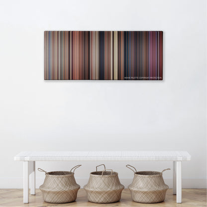 Dead Alive color palette canvas above a white bench with three woven baskets