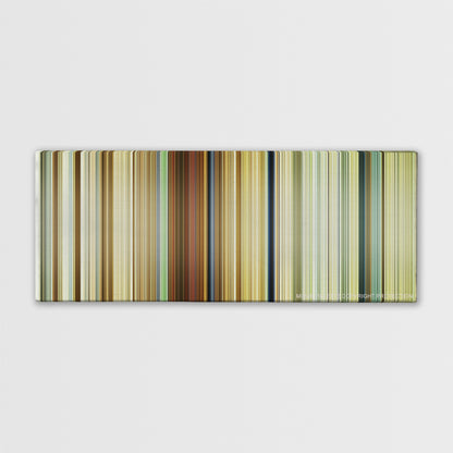 Hell or High Water movie barcode canvas print, the whole film as stripes of color