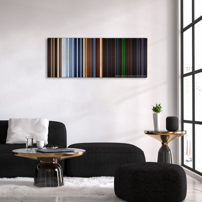 Pitch Black color palette canvas above a black sofa with a gold-topped table
