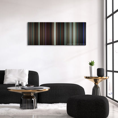 The Guest color palette canvas above a black sofa with a gold-topped table