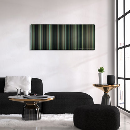 Source Code color palette canvas above a black sofa with a gold-topped table
