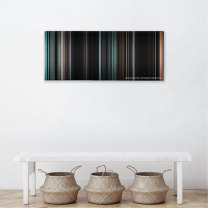 The Rite color palette canvas above a white bench with three woven baskets