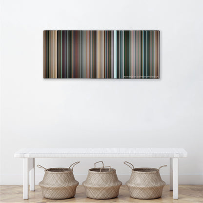 Star Trek color palette canvas above a white bench with three woven baskets