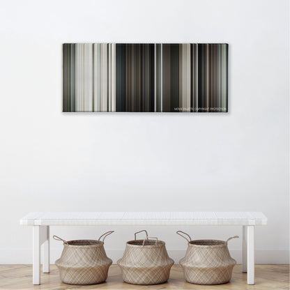 Funny Games color palette canvas above a white bench with three woven baskets