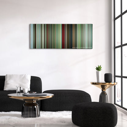 The American color palette canvas above a black sofa with a gold-topped table