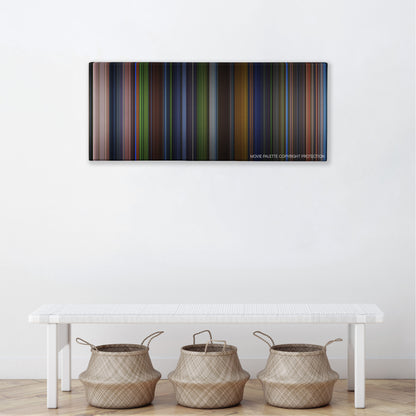 Saw: The Final Chapter color palette canvas above a white bench with three woven baskets