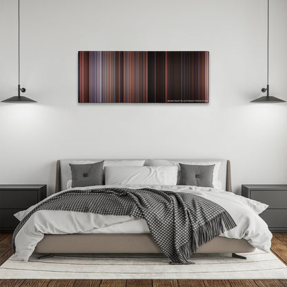 Home Alone 2: Lost in New York color palette canvas above a bed, between two black pendant lamps
