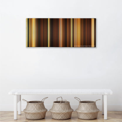 Midnight in Paris color palette canvas above a white bench with three woven baskets