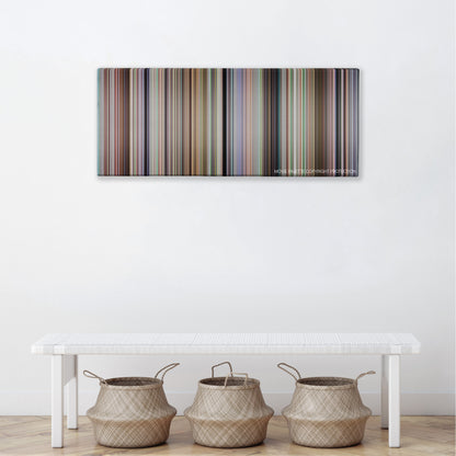 Election color palette canvas above a white bench with three woven baskets