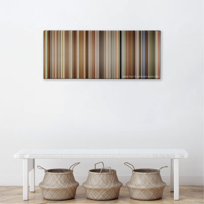 Instant Family color palette canvas above a white bench with three woven baskets