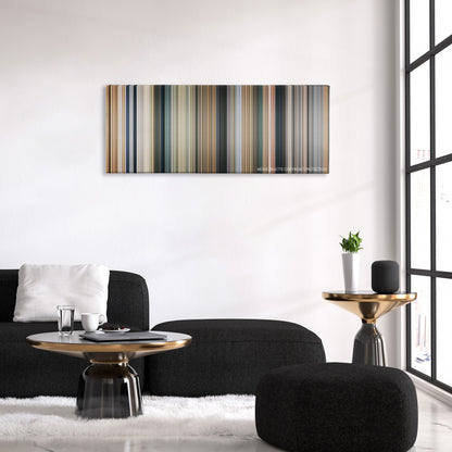 Dr. Dolittle color palette canvas above a black sofa with a gold-topped table