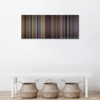 Remember the Titans color palette canvas above a white bench with three woven baskets