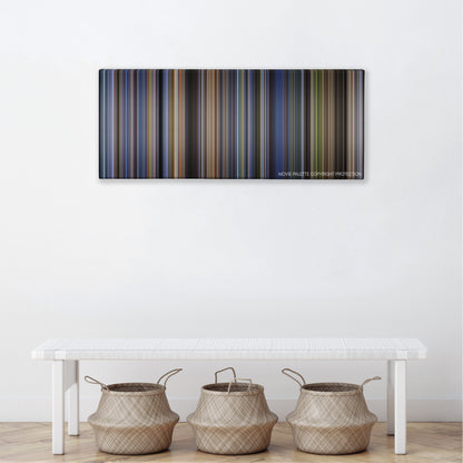 Clear and Present Danger color palette canvas above a white bench with three woven baskets