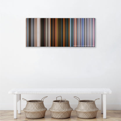 Spider-Man: Far from Home color palette canvas above a white bench with three woven baskets